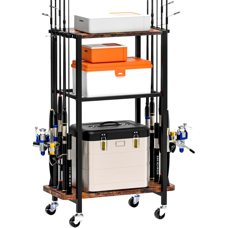 Brayden Studio® Fishing Rod Holder For Garage, Fishing Pole Rack Cart